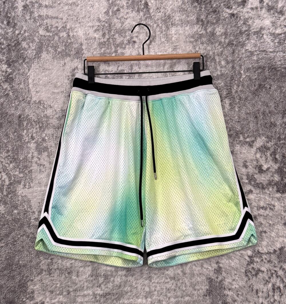 John Elliott Game Shorts 1 / Small Mens Tie Dye Basketball Sour Skittles